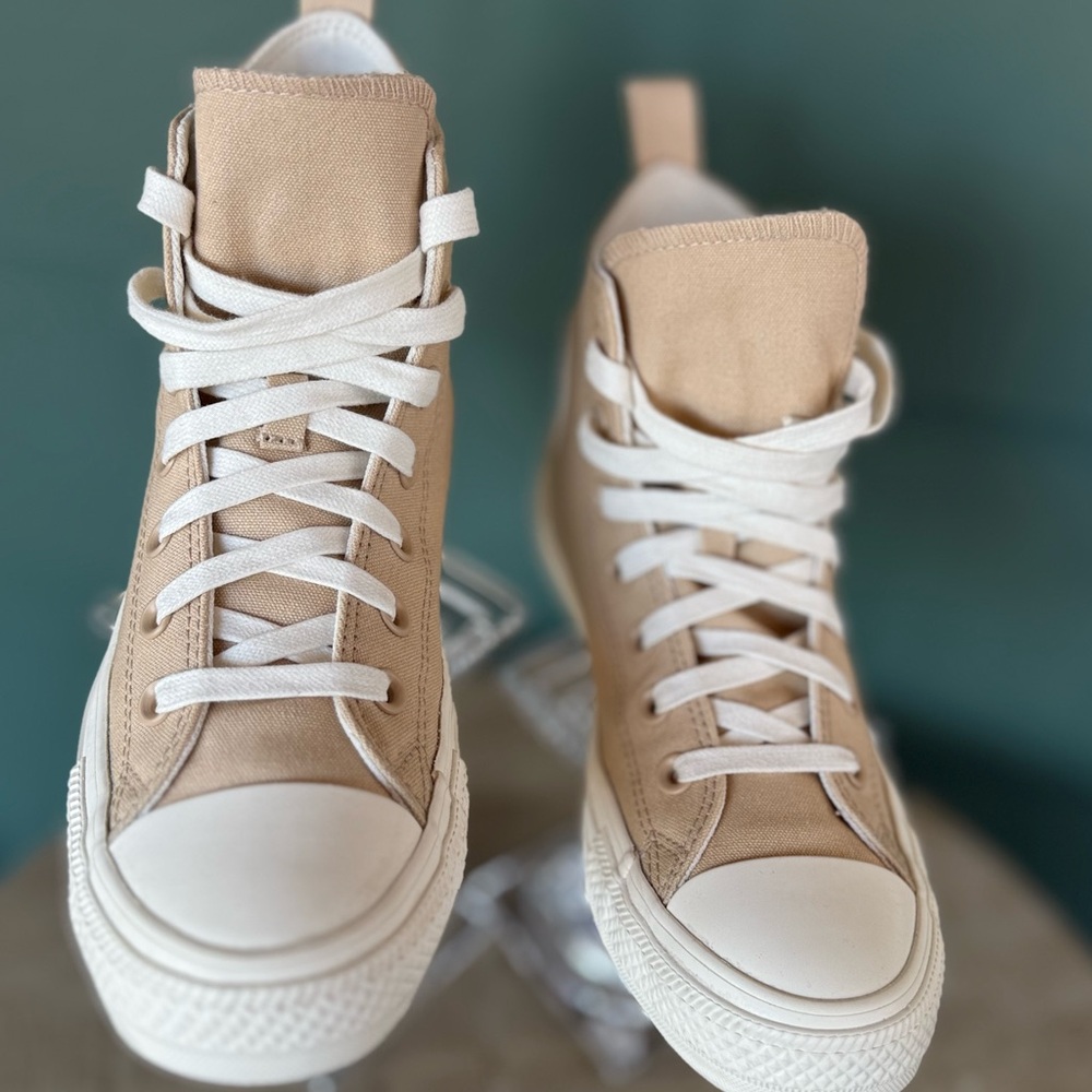 Converse Chuck Taylor All Star Tonal Canvas High Top Oat Milk Egret Coral 8 Wmns